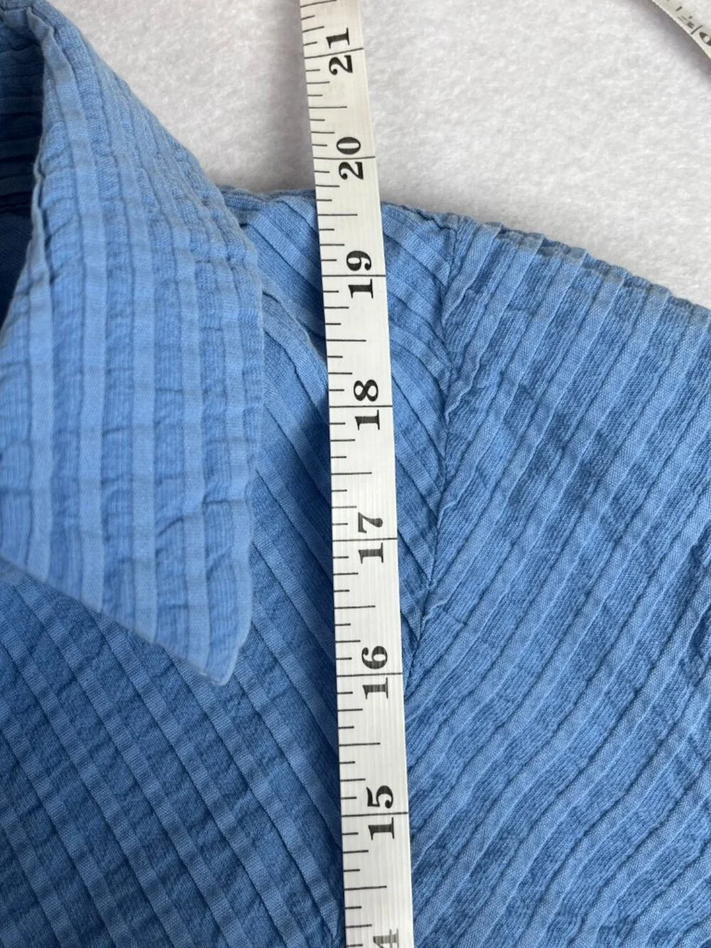 VTG Coldwater Creek Crinkle Button Up Blouse Women’s M Blue Stripe Academia Boho